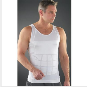 Men's Slim Tummy Belly Body Shaper Compression Trainer Vest Underwear Shapewear (Option: White-S)