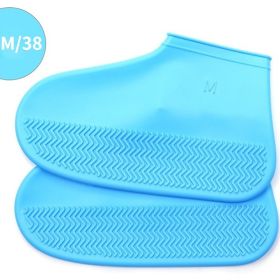 Waterproof Shoe Cover; Reusable Non-Slip Foldable Outdoor Overshoes For Rainy Days (Color: Sky Blue, size: 6)